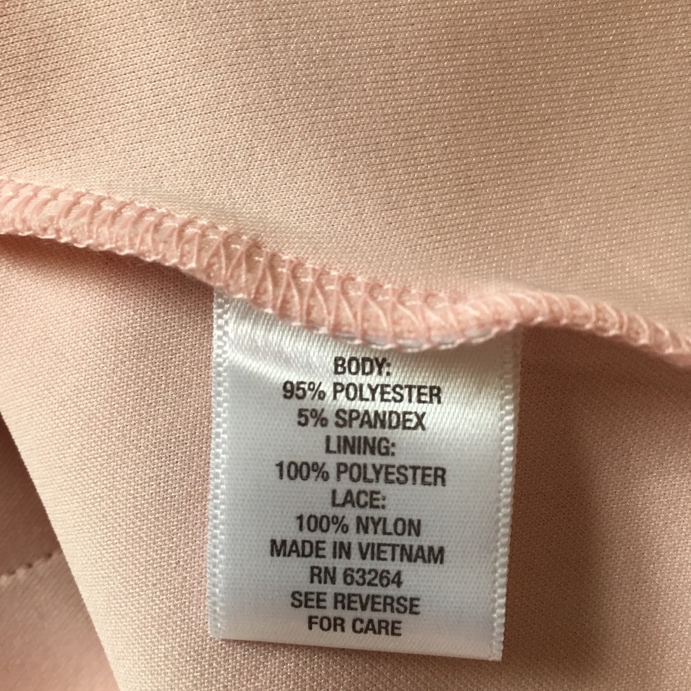 WHBM Sleeveless Blush Pink Lace-Trim Fit & Flare Bodycon Dress Sz 4 - Picture 3 of 4